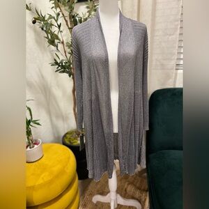 Brand New With Tag Silver Open-Front Cardigan